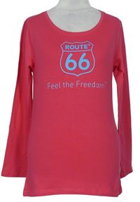 Dámske tmavoružové tričko s nápismi Route66