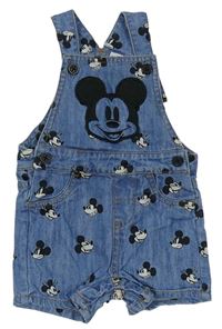 Modré riflové laclové kraťasy s Mickey Mousem Disney