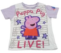 Bílo-fialové tričko s proužky a Peppa pig