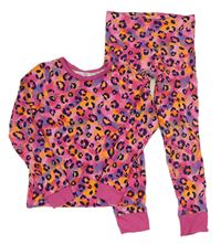 Růžovo-modro-žluté pyžamo s leopardím vzorem 