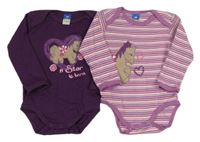 2x body fialové body s koníkem+ pruhované Topolino