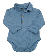 Modré žebrované body s límečkem Nutmeg