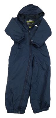 Tmavomodrá šušťáková zimná funkčná kombinéza s kapucňou s logom Trespass