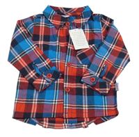 Nové - Modro-červeno-čierna kockovaná košeľa