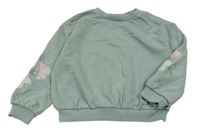 Khaki oversize mikina s kvietkami M&S