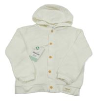 Nové - Bílá žebrovaná propínací mikina s kapucí 