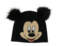 Černá čepice s Mickey Mousem a bambulemi Primark