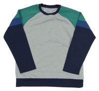 Svetlošedá -zeleno-modrá ľahká mikina