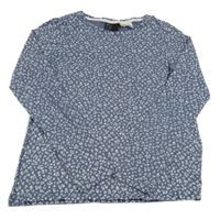 Tmavomodré kvetinové tričko H&M
