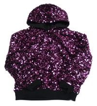 Růžová flitrovaná mikina s kapucí Dunnes