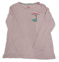 Ružovo-biele pruhované tričko s dinem Lupilu