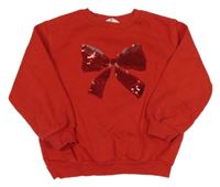 Červená mikina s mašlí z fitrů H&M