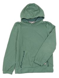 Khaki rebrovaná mikina s kapucňou KIDS