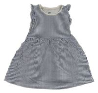 Bielo-modré pruhované bavlnené šaty H&M