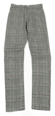 Bielo-čierno-vínové kockované skinny fit nohavice H&M