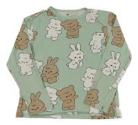 Mátové tričko s králikmi a medvedíkmi H&M