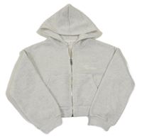 Sivá prepínaci crop mikina s kapucňou Shein