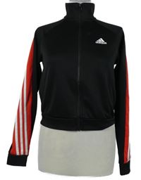 Dámská černo-červená propínací sportovní propínací mikina Adidas 