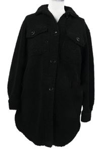 Dámský černý buklé dlouhý kabát New Look