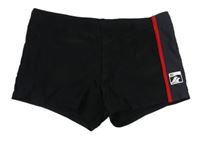 Čierno-sivo-červené nohavičkové plavky s potlačou