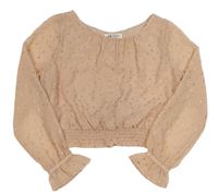 Světlerůžová žoržetová crop halenka s třpytkami H&M