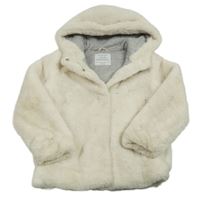 Smotanová kožušinová podšitá bunda s kapucňou Primark