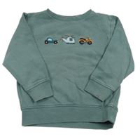 Zelenošedá mikina s autami Next