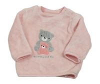 Svetloružová chlpatá mikina s medvedíkmi zn. Nutmeg