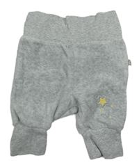 Sivé zamatové tepláky s hviezdami