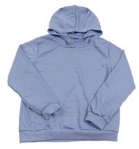 Svetlomodrá ľahká mikina s kapucňou a nápisem na ZD Shein