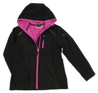 Černá vzorovaná softshellová bunda s kapucí 