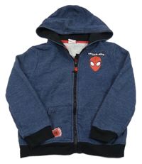 Tmavomodrá propínací mikina se Spidermanem a kapucí Marvel