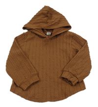 Hnedá 3D vzorovaná mikina s kapucňou Shein