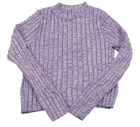 Lila melírovaný rebrovaný crop sveter H&M