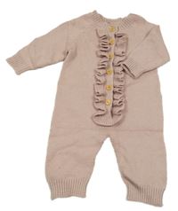 Pudrový pletený overal s volánky Shein