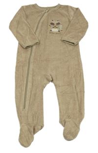 Hnědý puntíkatý sametový overal s mývalem 