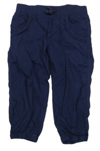 Tmavomodré plátenné crop nohavice Dopodopo