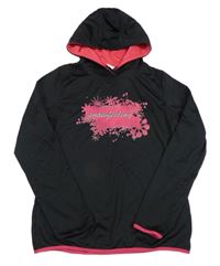 Čierna športová mikina s ružovým potlačou a kapucňou Pocopiano
