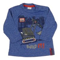 Modré melírované triko s bagrem 