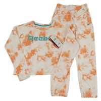 Nové - Oranžovo-bílá batikovaná crop mikina + tepláky Reebok