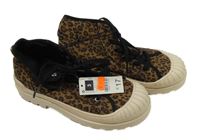 Nové - Hnedé členkové é topánky s leopardím vzorom Dunnes vel. 35