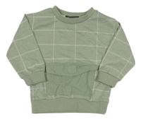 Světlezeleno-biela kockovaná mikina s vreckom PRIMARK