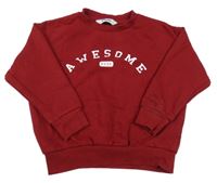 Rubínová mikina s nápisom