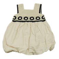 Béžovo-černé pleteno/plátěné šaty s květy Zara