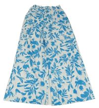 Bielo-modré culottes nohavice s listami