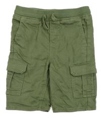 Khaki teplákovo/riflové kraťasy s úpletovým pasem a kapsami H&M