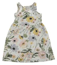 Smotanové kvetované bavlnené šaty H&M