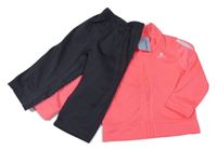 Nové - 2set - Neonově růžovo-tmavošedá sportovní tepláková souprava Domyos