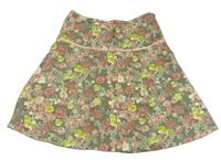 Kaki-ružová kvetovaná sukňa H&M