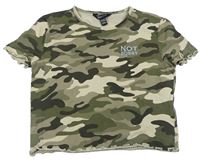 Kaki-béžové army crop tričko s nápisom New Look